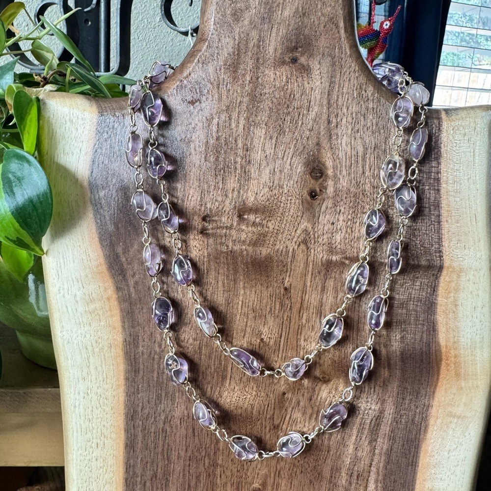 Vintage Amethyst Natural Stone Beaded Necklace